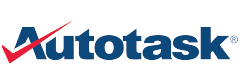 Blue Logo with Red Checkmark Named "Autotask"