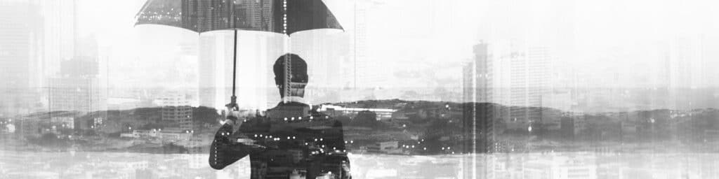 Man holding umbrella